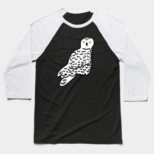 Snowy Owl Digital Drawing Baseball T-Shirt